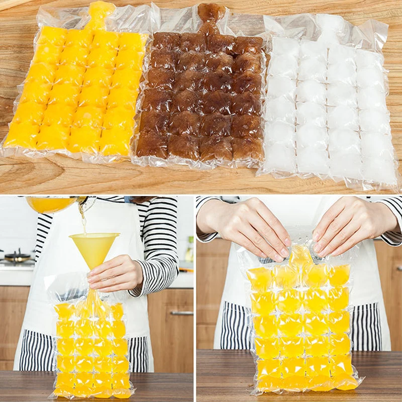 

10pcs/pack Ice Cube Mold Disposable Self-Sealing Ice Cube Bags Transparent Faster Freezing Ice-making Mold Bag Kitchen Gadgets