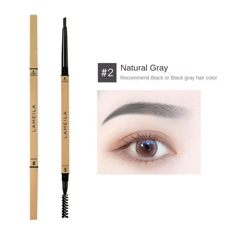 5 Colors Extra Fine Triangular Double-ended Small Gold Bar Eyebrow Pencil Waterproof Sweatproof Non-Fading Eyebrow Pen Cosmetics