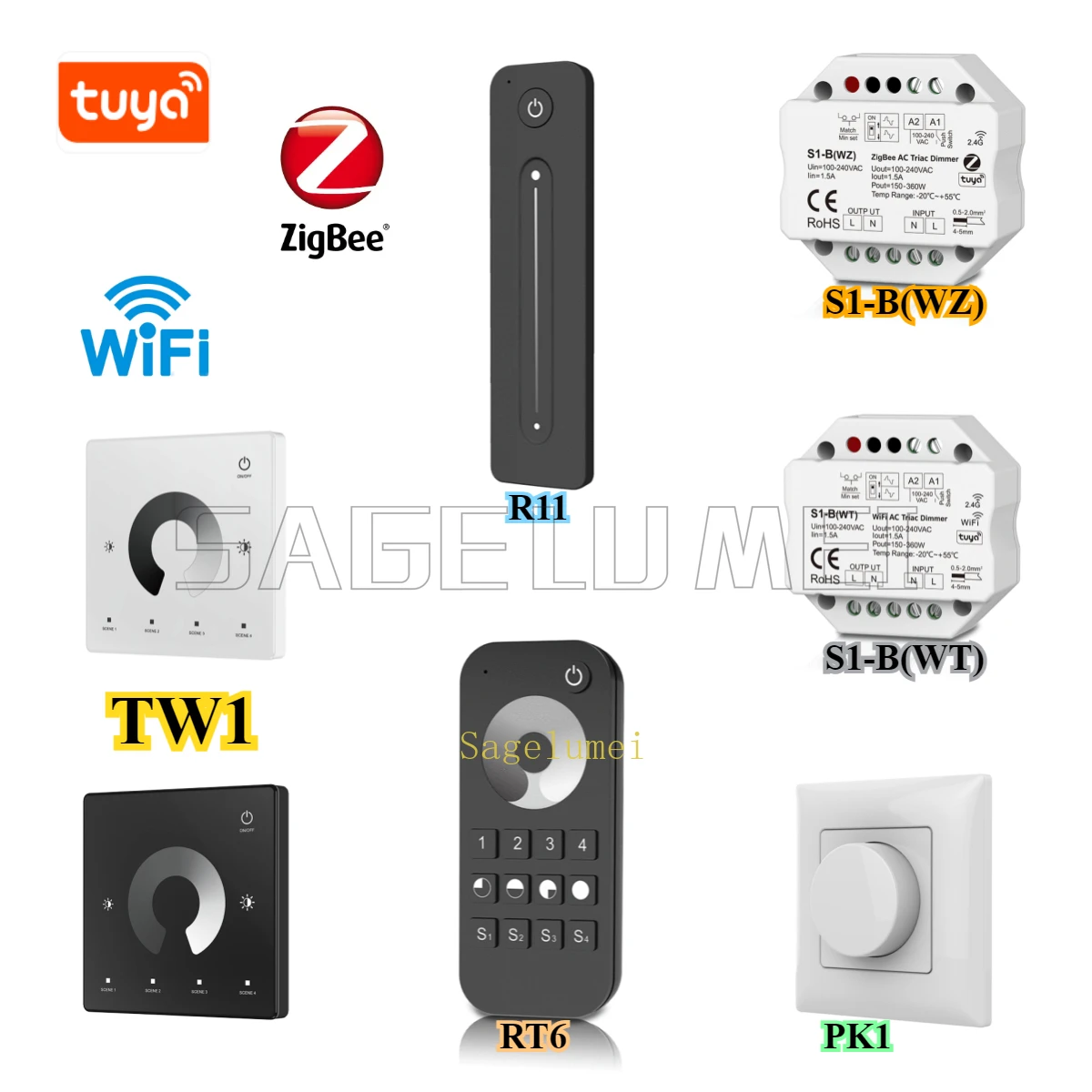 Tuya Zigbee RF AC Triac Dimmer LED Controller Push Switch Control Smart Life Alexa Google smart light switch,led dimmer switch,led dimmer controller,smart dimmer switch