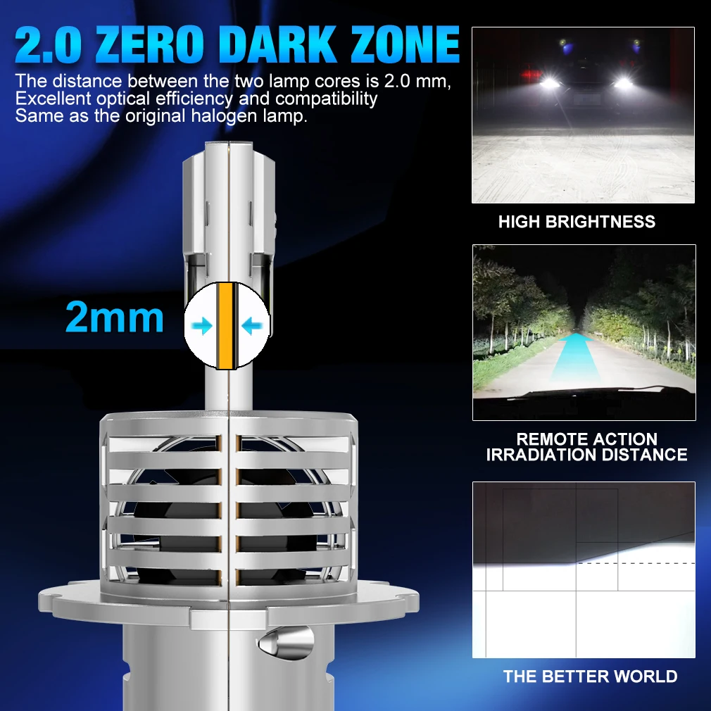30000LM H4 LED 전구 9003 HB2 H7 LED 헤드라이트 상향등 및 하향등 팬 무선 60W 자동차 헤드램프 12V