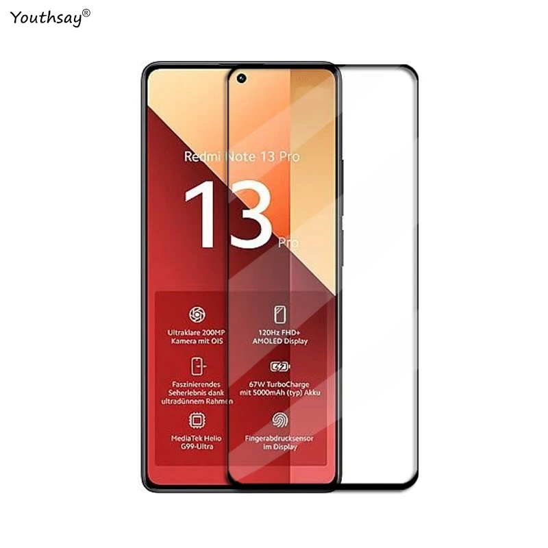 2Pcs Full Cover For Xiaomi Redmi note 13 Pro PlusTempered Glass Redmi note 13 Pro Screen Glass Phone Film Redmi note 13 Pro+