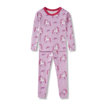 Unicorn Pajamas Set for Girls 2-8Y 100Cotton Long Sleeve Sleepwear Pink Kids Loungewear All-Season Air Conditioning Home Clothes