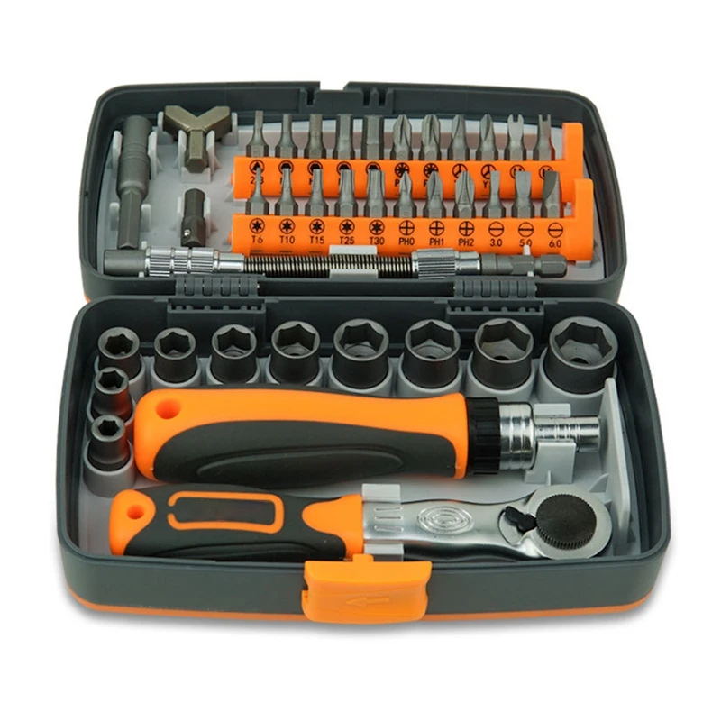 1Set 38 In 1 Labor-Saving Ratchet Multi-Purpose Screwdriver Set Screwdriver Bit Set Metal