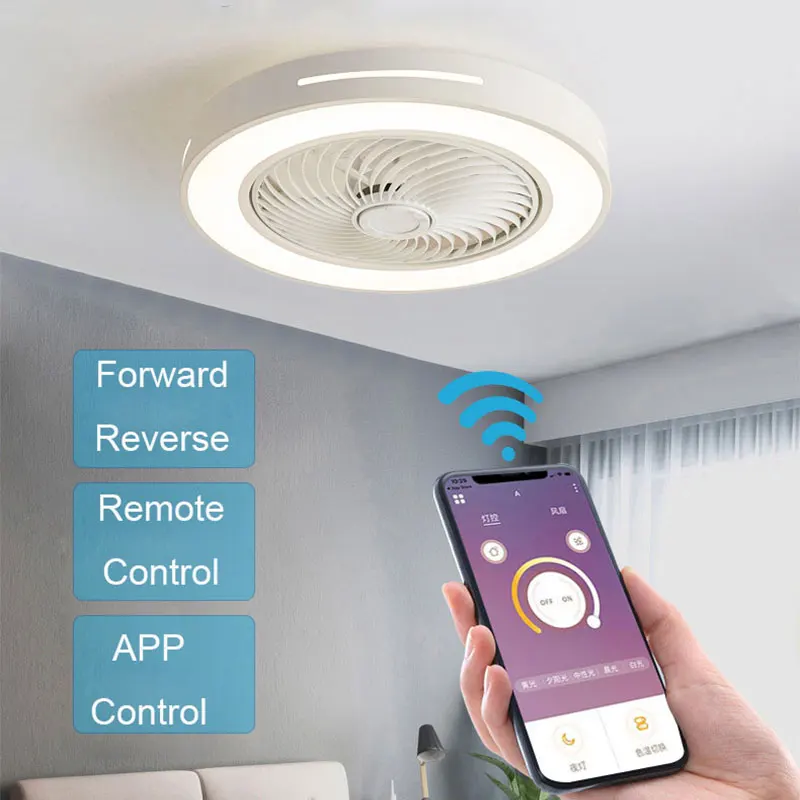 Intelligent Led Ceiling Fan Lamp Creative Invisible Fan Light Silent