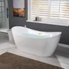 67" Acrylic Freestanding Bathtub Contemporary Soaking White Tub with Brushed Gold Overflow and Drain Easy clean easy maintenance 4