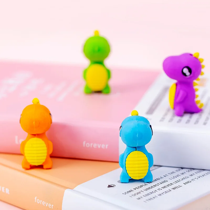 3Pcs/Lot Kawaii Cartoon Dinosaur Pencil Erasers 3D Creative Eraser Rubber for Kids Children Student School Stationery Wholesale 6