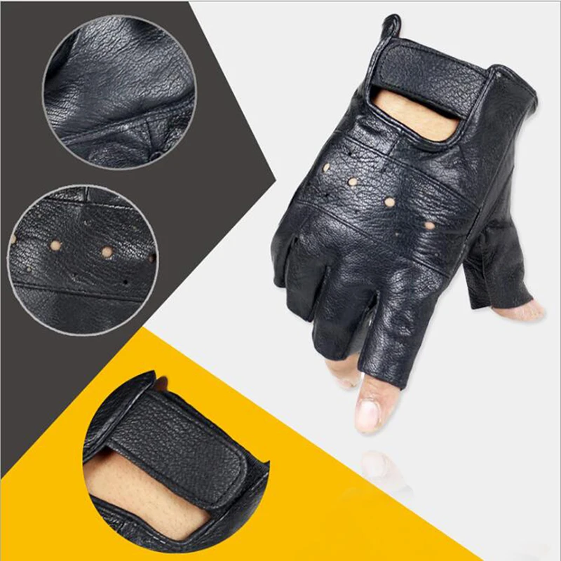 

Men Driving Gloves Winter Autumn Half Finger Tactical Gloves Men Leather Fitness Glove Black High Quality Comfortable Glove