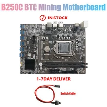 B250C BTC Mining Motherboard+Switch Cable 12XPCIE to USB3.0 GPU Slot LGA1151 Support DDR4 DIMM RAM Computer Motherboard