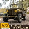 2024 1:12 1941 For Willys Mb Scaler Willys Jeep 2.4g 4wd Rtr Crawler Climbing Scale Military Truck Buggy Rc Car Adult Kid Gifts 2