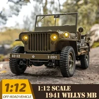 2024 1:12 1941 For Willys Mb Scaler Willys Jeep 2.4g 4wd Rtr Crawler Climbing Scale Military Truck Buggy Rc Car Adult Kid Gifts 2