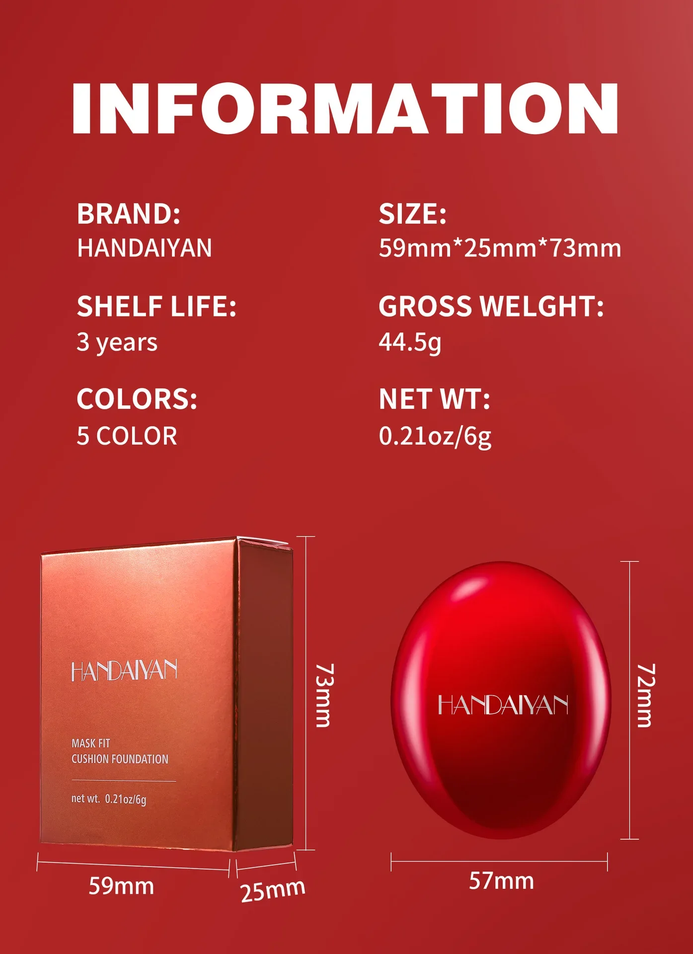 Description Picture 3 of itemAir Cushion Foundation Light Natural Moisturizing Concealer Whitening Oil-control Women Base Long-lasting Makeup Korean Cosmetic