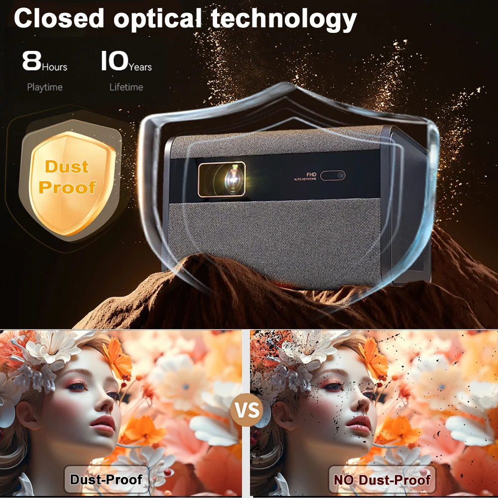 2025 NEW DITONG J10 projector 1920 * 1080P autofocus 4k HD video outdoor mobile phone Android smart home theater LED projector 3