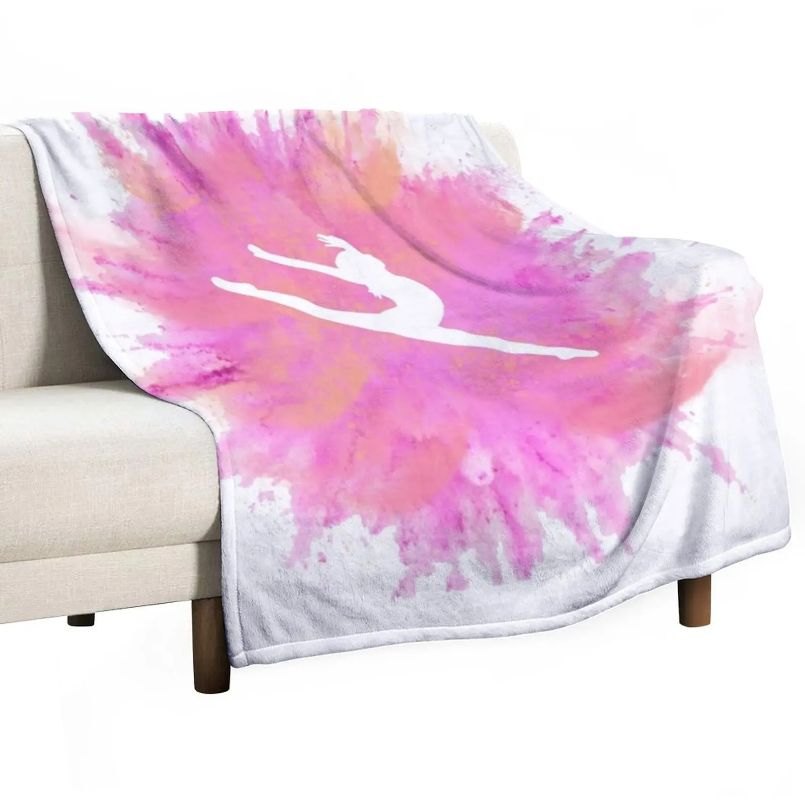 

Pink Explosion Gymnastics Silhouette Throw Blanket Decorative Blankets Moving Blanket Multi-Purpose Thermal Blankets For Travel