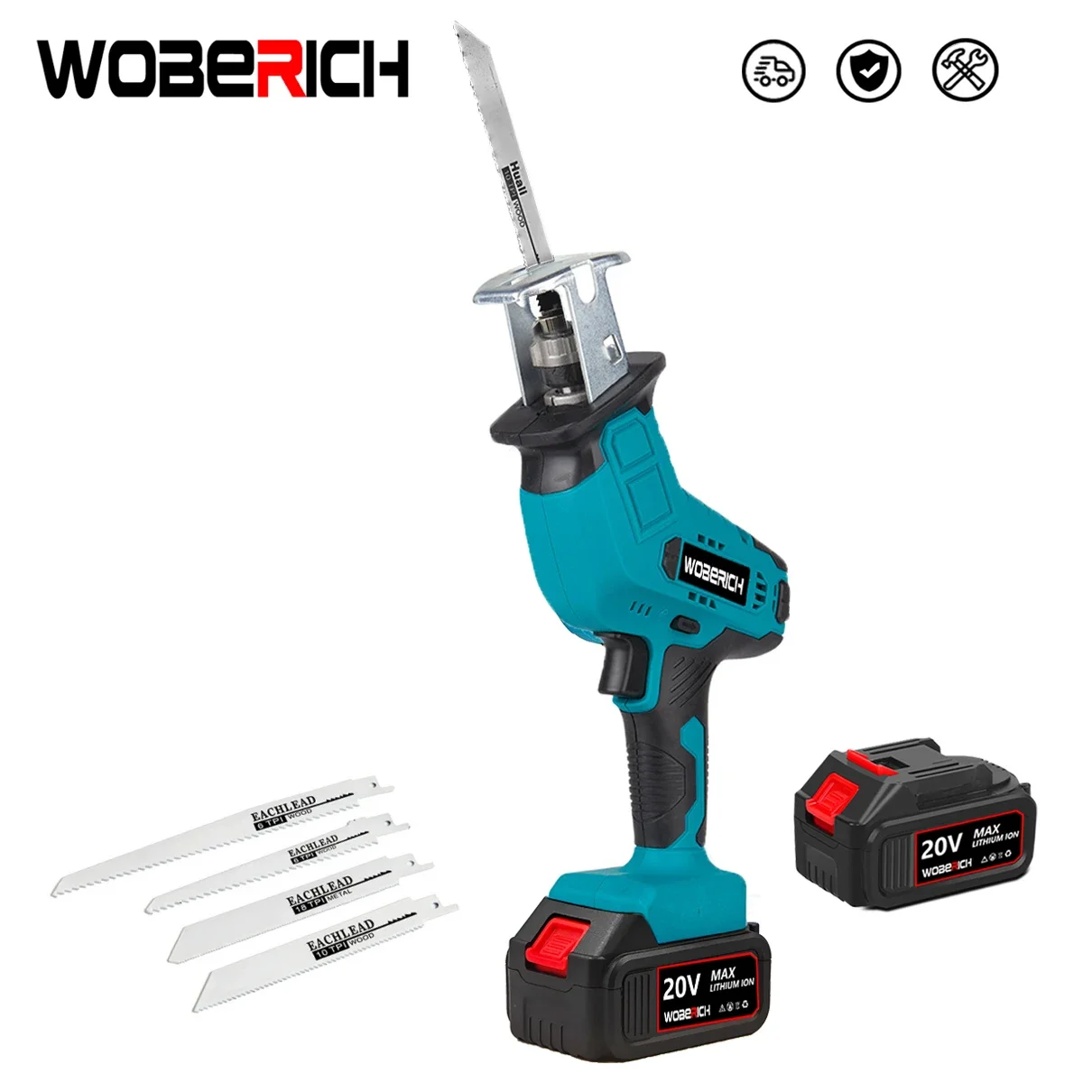 Cordless Reciprocating Saw 18V Adjustable Speed Electric Saw Wood Metal PVC Pipe Cutting fit Makita 18v Battery By WOBERICH cordless reciprocating saw adjustable speed chainsaw wood metal pvc pipe cutting bandsaw power tool for makita 18v battery