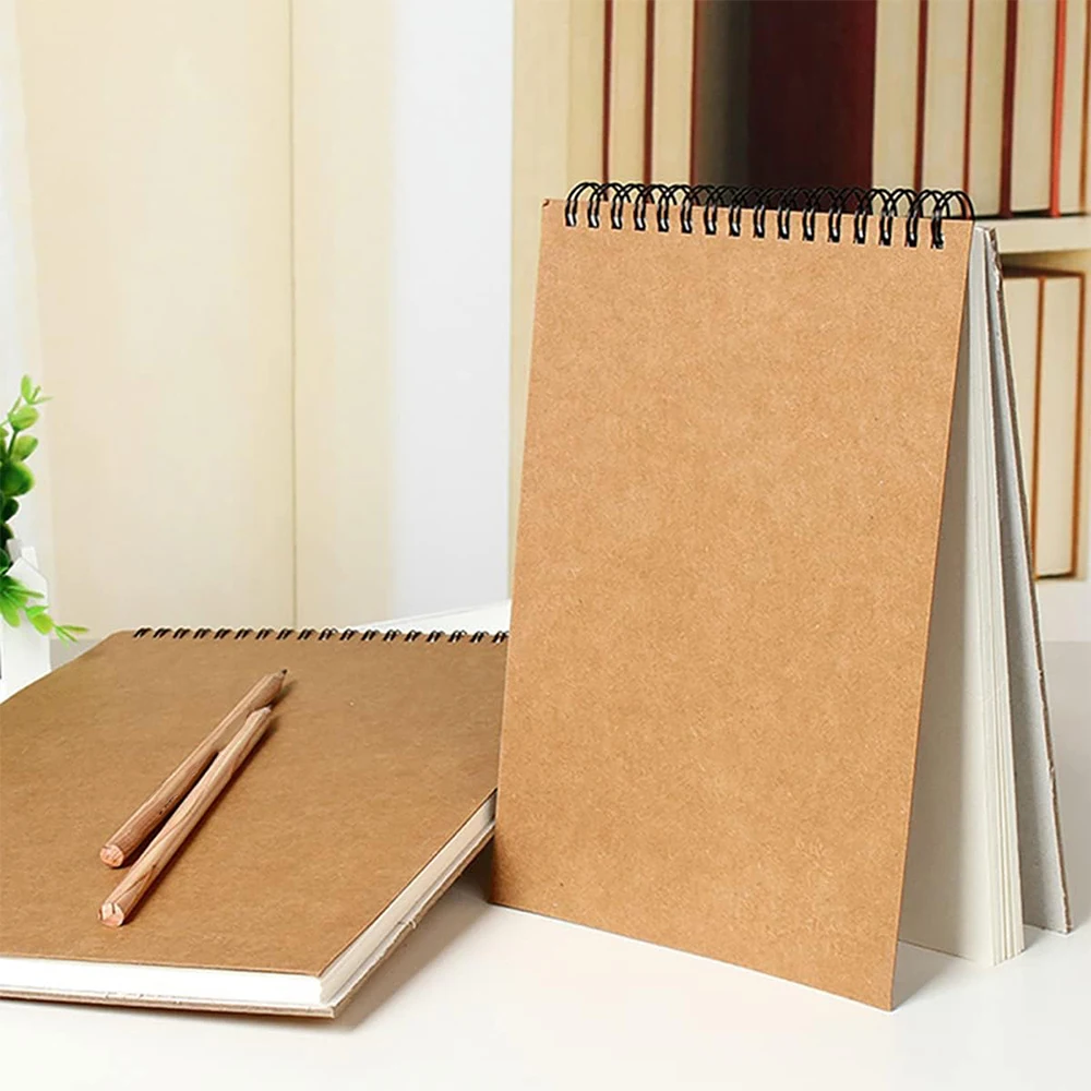 1pc A5/A4 Sketch Book 100 Sheets, 100gsm, Hard Bottom Cover Spiral Bound Hardback Sketch Pad 4
