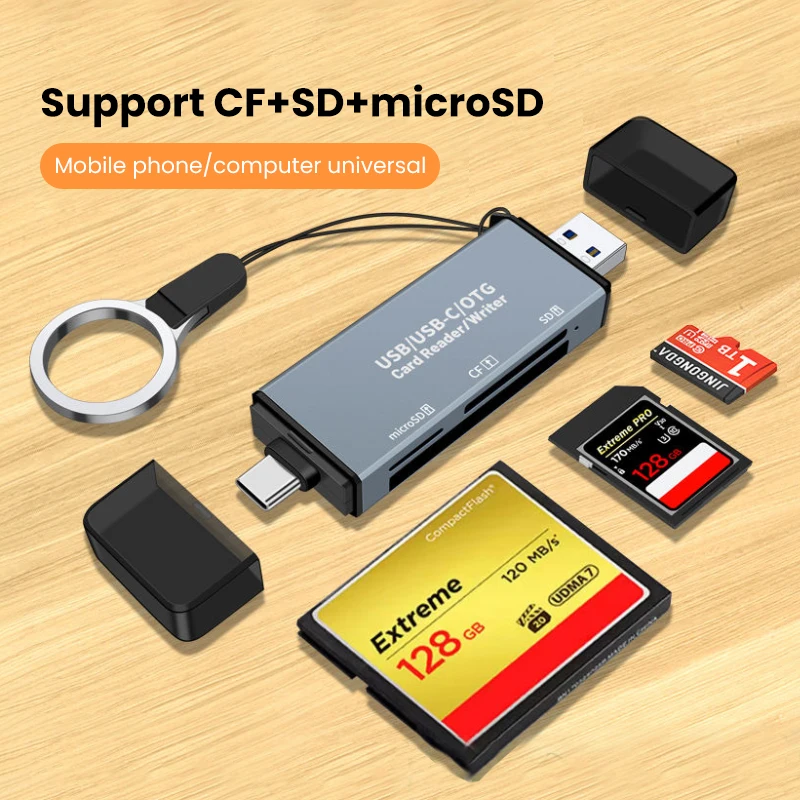 Elough 5-in-1 USB 3.0 카드 리더기 SD/CF/TF 메모리 카드 마이크로 SD SLR 카메라 유형 C 이중 목적 OTG 자동차 USB 읽기 카드