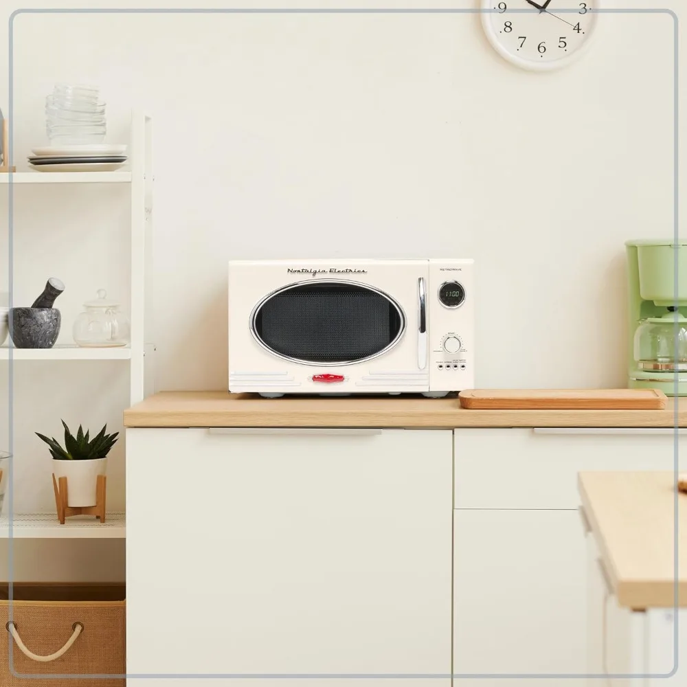 Retro Countertop Microwave Oven ,Large 800-Watt ,12 Pre-Programmed Cooking Settings - Digital Clock,Kitchen Appliances 6