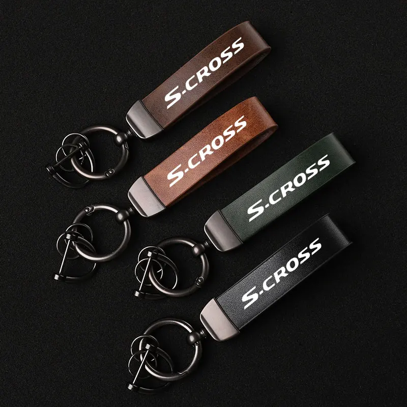 

Fashion Leather Keychain Business Gift Key Strap Men Women Car Logo Custom Keyring For Suzuki S-CROSS Accessories