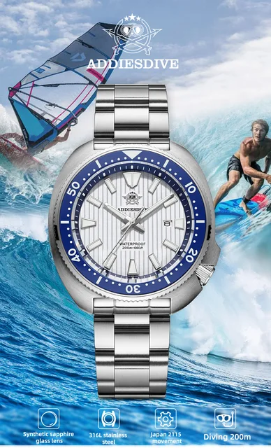 ADDIESDIVE Watches For Men Sapphire Glass Miyota 2115 Quartz