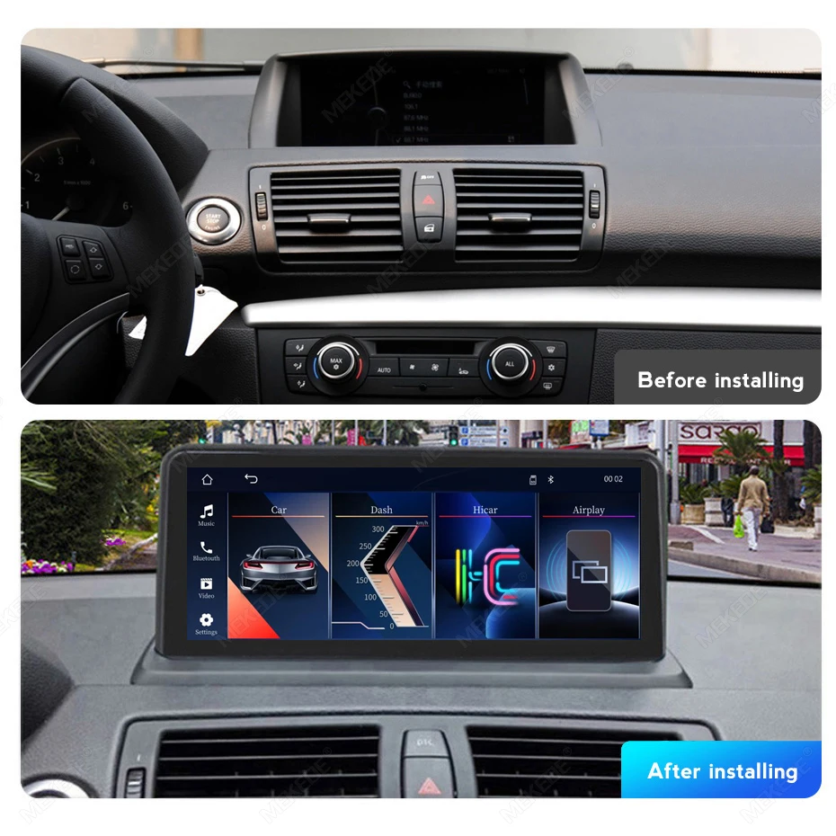 MEKEDE Sistema Linux Pantalla Multimedia de 10.25' 1920*720 Radio de Coche con CarPlay Inalámbrico y Android Auto para BMW Serie 1 E87 2004-2011 Unidad Principal de Navegación Autoradio Todo en Uno Compatible con Sistema Dual y Cambio Libre 1080P AHD 6