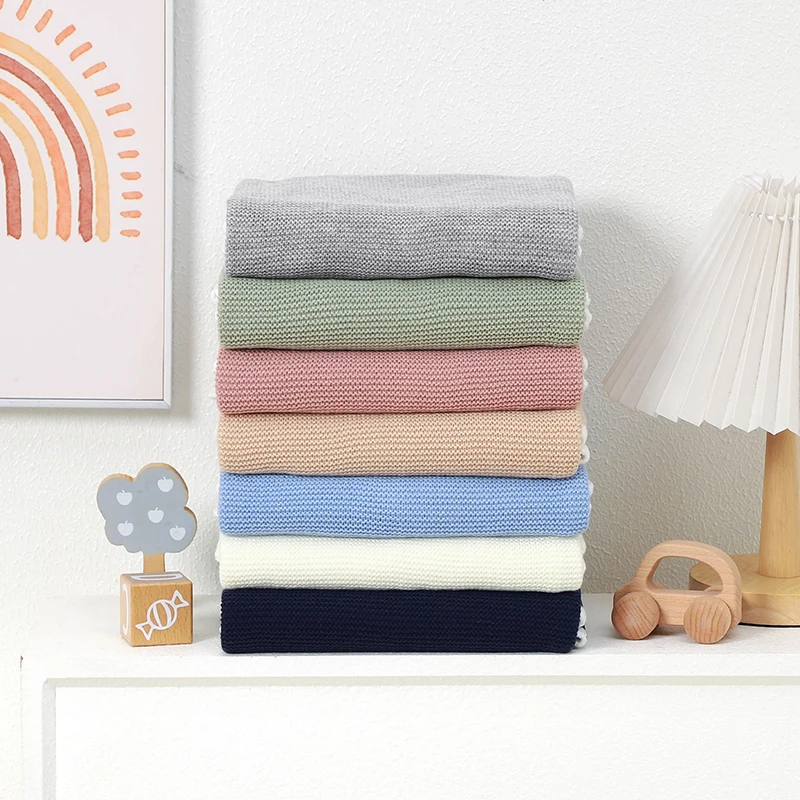 Knit Blanket Baby Blankets Knitted Newborn Boy Girl Bedding Quilt 90*70CM Plaid Infant Stroller Swaddle Envelop Wrap Fashion Solid Super Soft