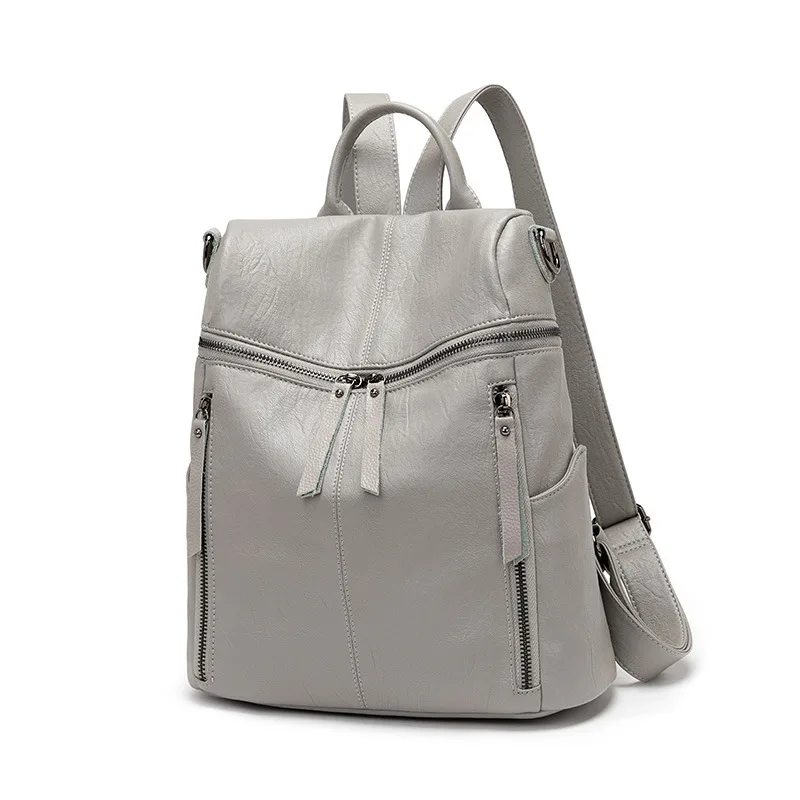 Fashionable large capacity minimalist computer bag versatile business women's soft leather backpack