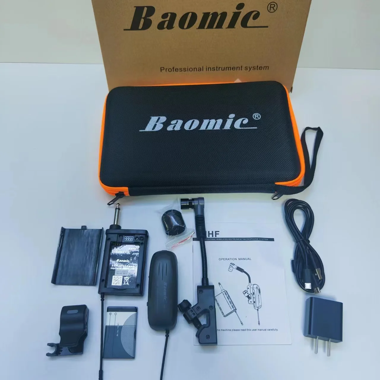 Baomic BM12 V2 Saxe Audio Professional UHF Wireless Instrument System Microphone Saxophone With Lithium Battery Charging