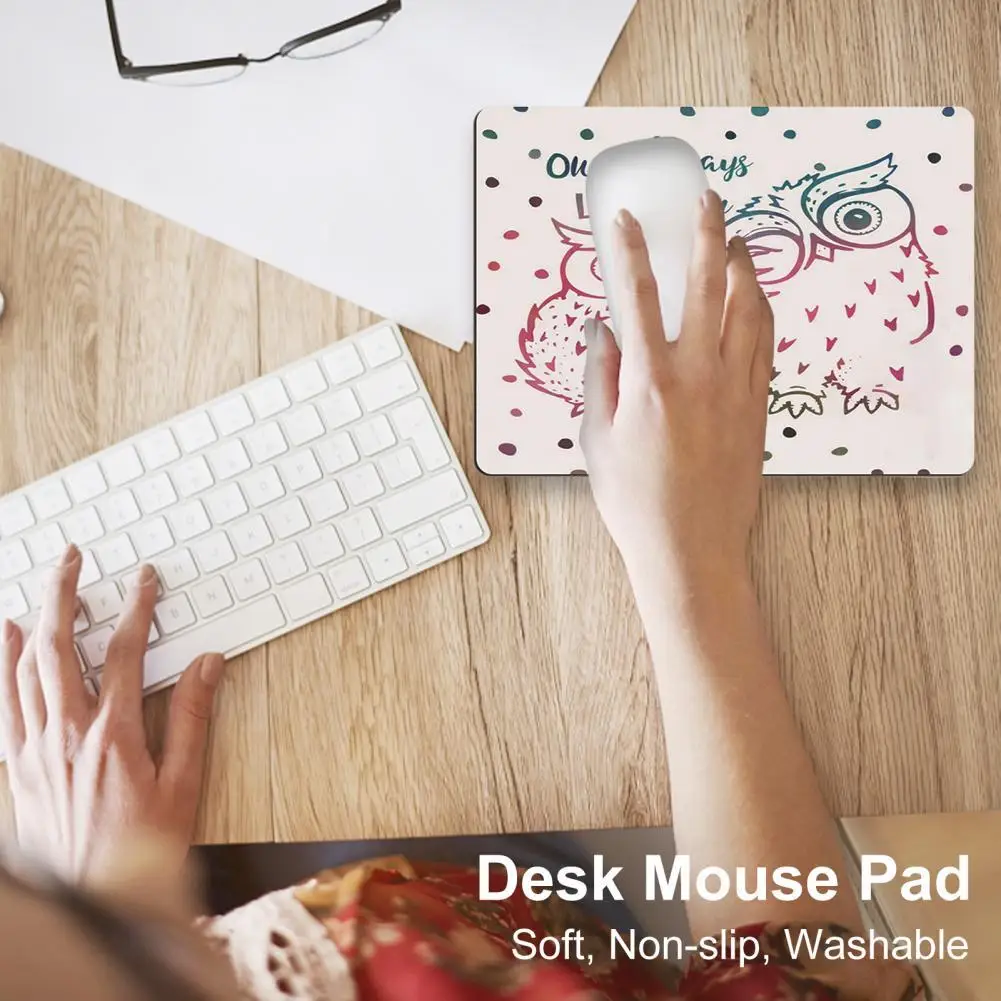 

Desk Pad Flexible Rubber Mouse Pad Owl Watercolor Painting Desk Mousepad Wrist Rest Mat for Home Desk Mouse Pad