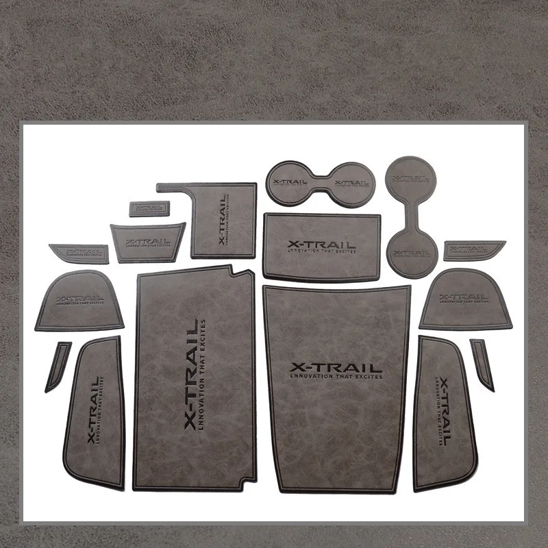 

16pcs Car Leather Door Slot Mat Coaster Anti-skid Mat Storage Mat For Nissan X-TRAIL 2021-2022 Left hand drive Auto Accessories