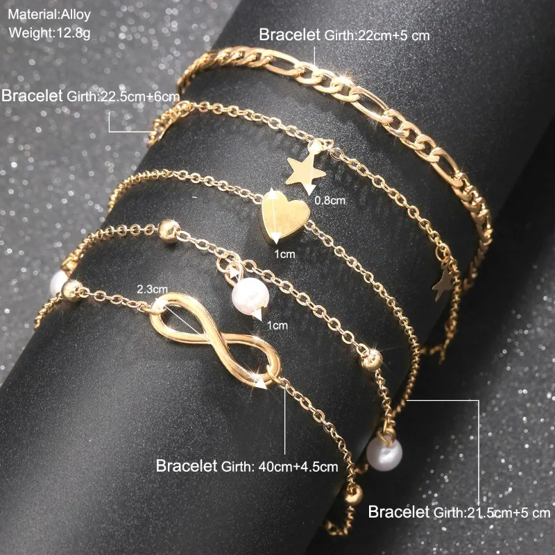 Bohemian Pineapple Pearl Anklet for Women 5Pcs