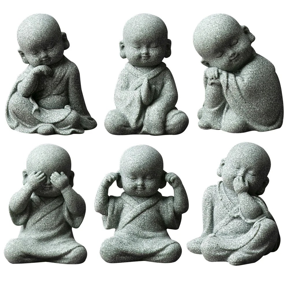 Mini statua del Buddha in argilla Zisha: decorazione da giardino Zen - Italia