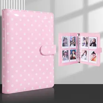 Raccoglitore per Photocard Kpop A5 a Pois con 25 Pagine a 4 Tasche, Album Porta Photocard a 6 Anelli, Copertina in Pelle PU per Collezionisti