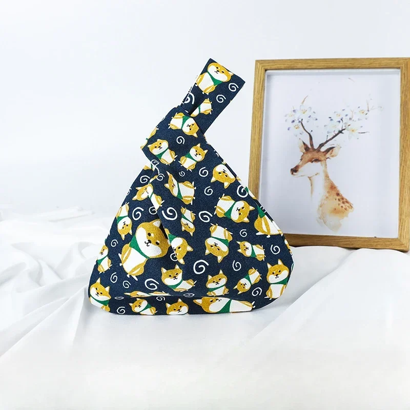 

New tote canvas tote bag with cartoon design cute walking Japanese Zephyr wrist bag with Shiba Inu hitch wrist bag