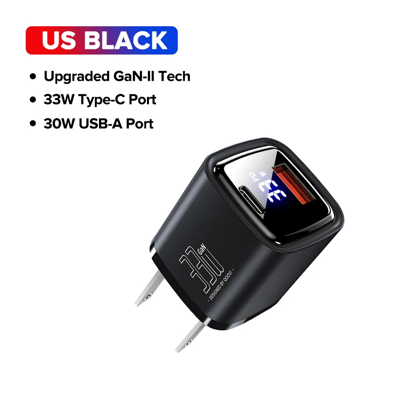 33W GaN Dual-Port Fast Charging USB-C Adapter
