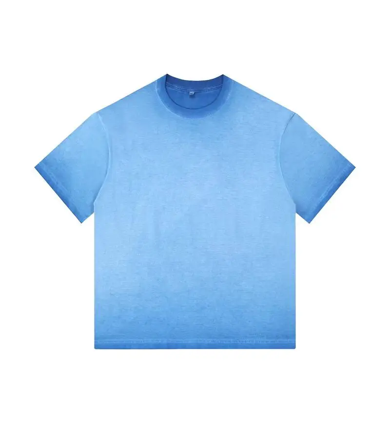 Vintage Gradient Short-Sleeve Unisex Casual Loose-Fit Cotton Tee