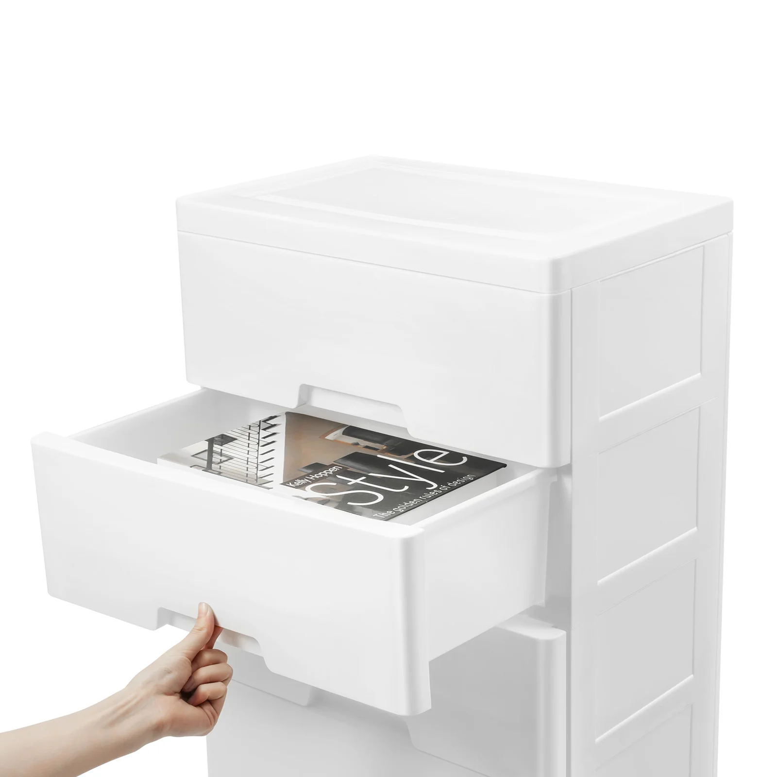5 Drawer Storage Cabinet with Wheels,Plastic Drawers Dresser,5 Tier Storage Cabinet 4
