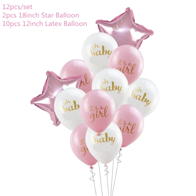 4D Transparent Baby Shower Boy Girl Bear Bubble Ball Kids 1st Birthday Party Blue Pink Helium Balloon Gender Reveal Decoration 12pcs pink set
