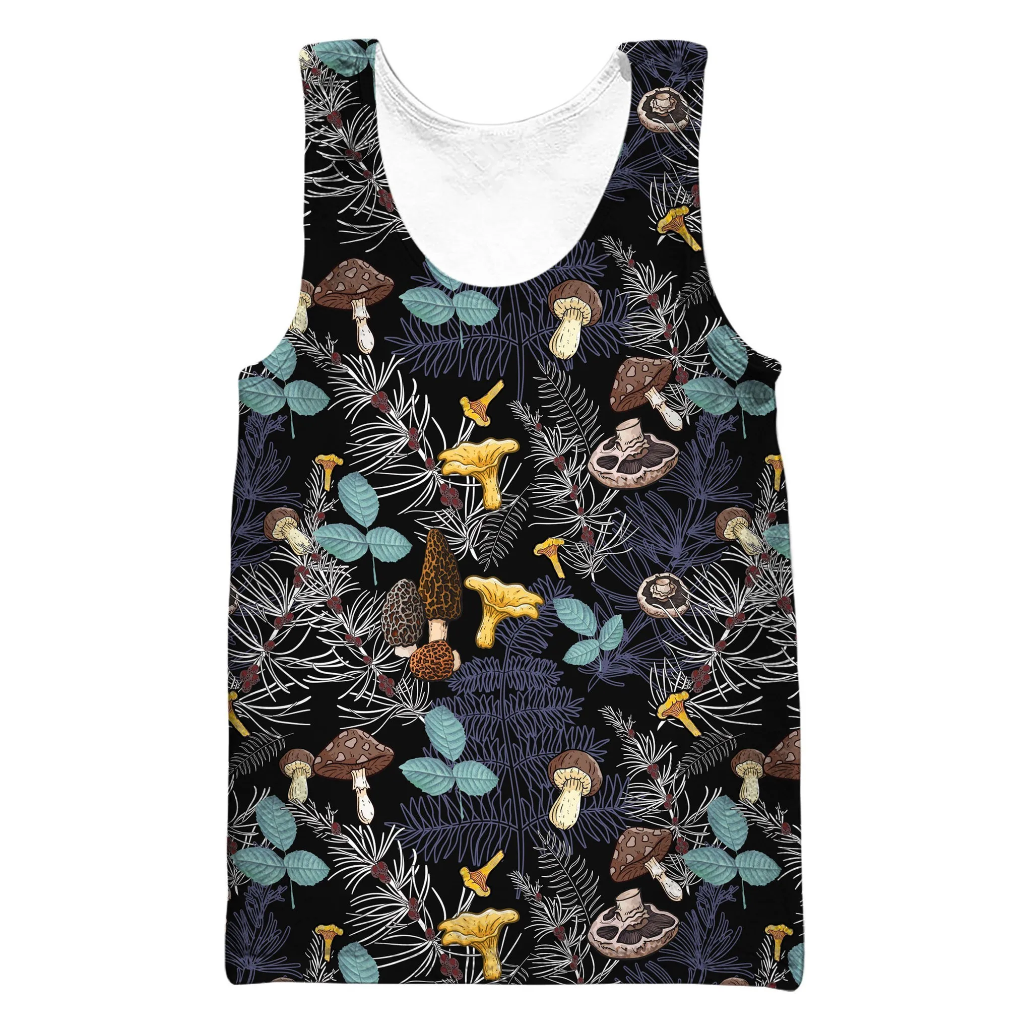 

Mushrooms And Leaves Of Forest Trees 3D Printed Tank Top Streetwear Hot Summer Casual Sleeveless Unisex Tank Top Vest 01