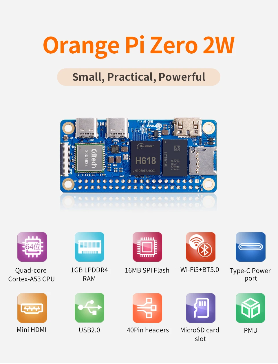 Orange Pi Zero 2W 1GB RAM DDR4 Mini PC | LK TRONICS TRADING