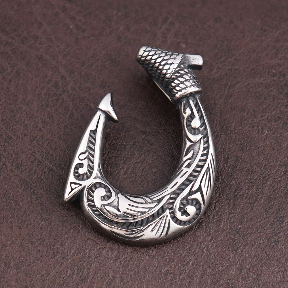 Fashion Men Fish Hook Necklace Vintage Stainless Steel Nordic Celtic  Pendant for Women Gift Viking Jewelry Accessories Wholesale