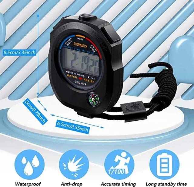 Electronic Digital Sport Stopwatch Timer Large Display Stop Watch with Date Time Alarm Chronometer for - AliExpress