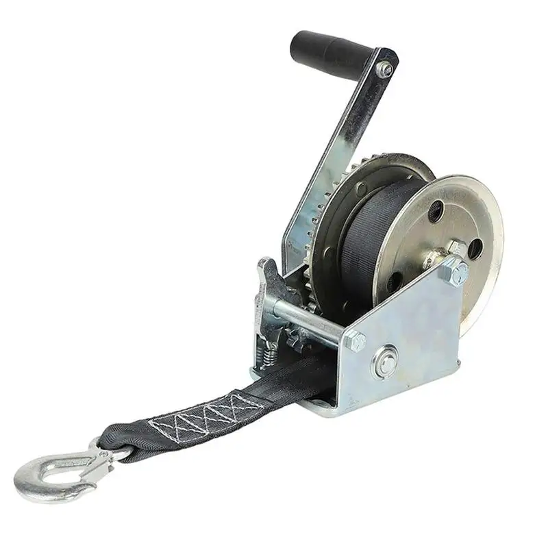 

Cable Crank Winch 600LBs Two Way Ratchet Manual Winch Steel Construction Manual Winch With Polyester Strap & Hook For Towing