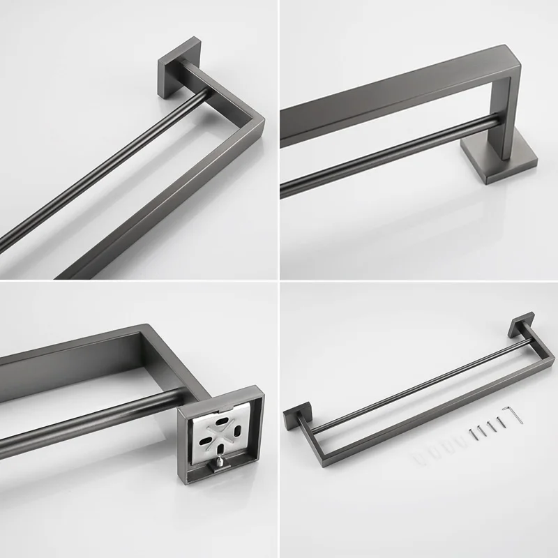 Description Picture 5 of itemGunmetal Stainless Steel Bathroom Hardware Towel Rack Toilet Paper Holder,Toilet Brush,Robe Hook Towel Bar Holder Grey Stainless