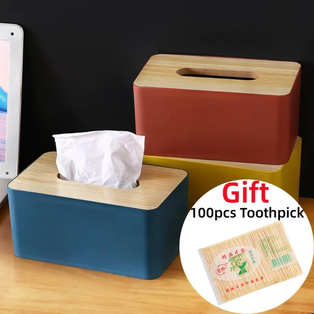 Wooden Desktop Tissue Paper Holder Tissue Storage Box Tissue Paper Organizer  with Toothpick Holder Napkin Holder - AliExpress