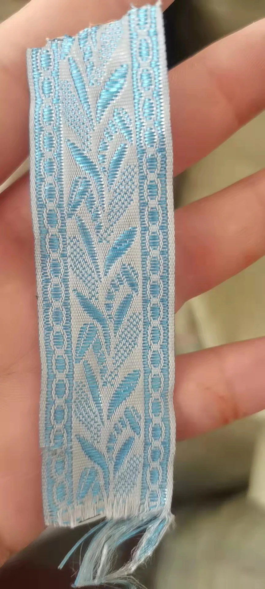 2.5cm 25mm 1' Beautiful Blue Grass Filigree Light Gray Background Costume Lace Beding Laciness National Jacquard Ribbon Webbing