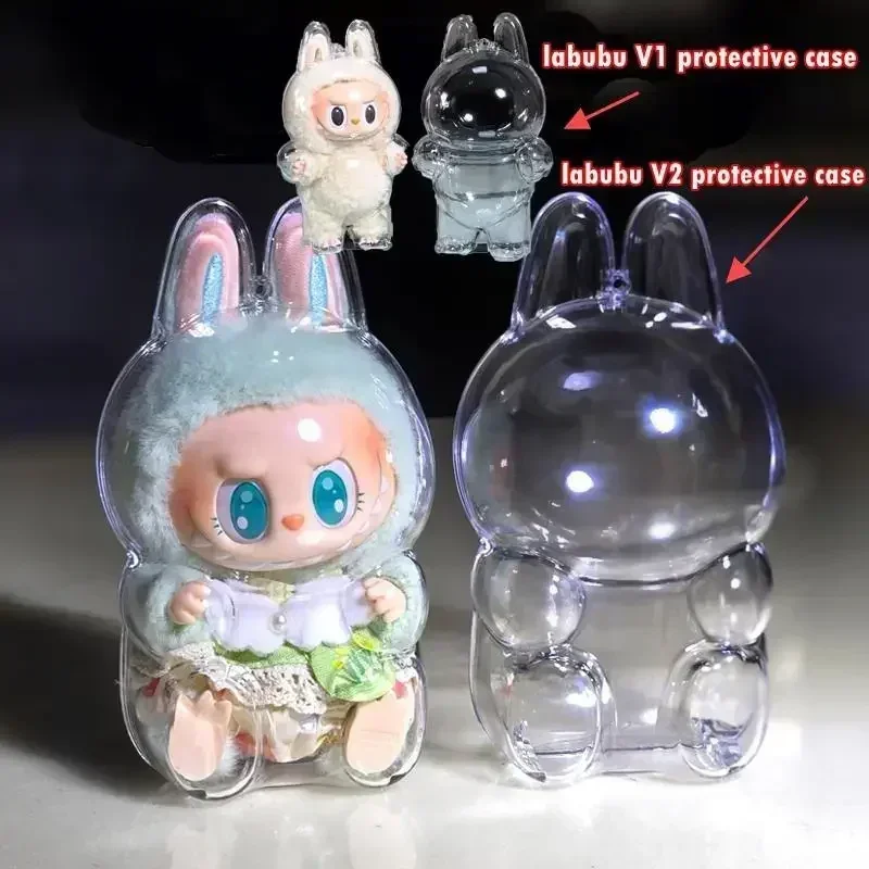 LABUBU Protective Case - Clear Acrylic Display Box For Sitting Figures With Keychain