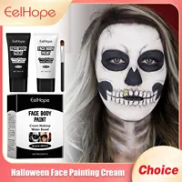 Halloween Face Painting Kit Highly Pigmented Face Body Brus Paint Black and White for DIY Cosplay Theme Parties Body Makeup 1