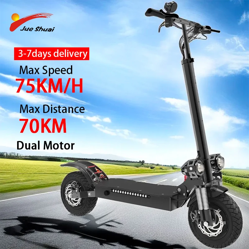 

Adult Electric Scooter 1300-3200W Dual Motor 60V 20AH Battery 75KM/H 70KM Sports Scooter 10"Offroad Tire 160KG Max Load Escooter