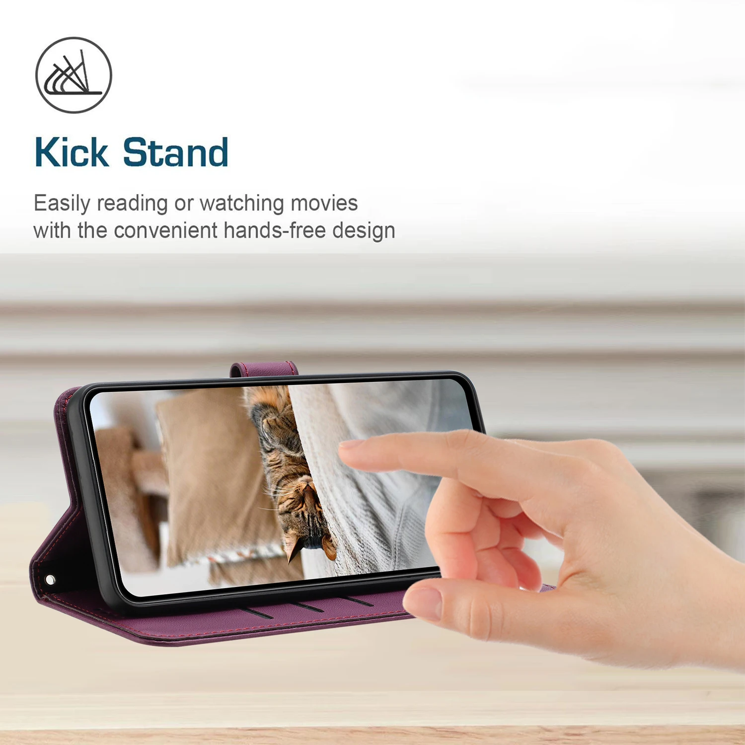 Luxury 3D Cat Wallet Case - Premium Flip Leather Phone Cover with Magnetic Stand