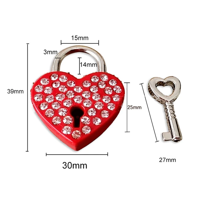 Mini cadenas en forme de cœur avec serrure à clé pour voyage